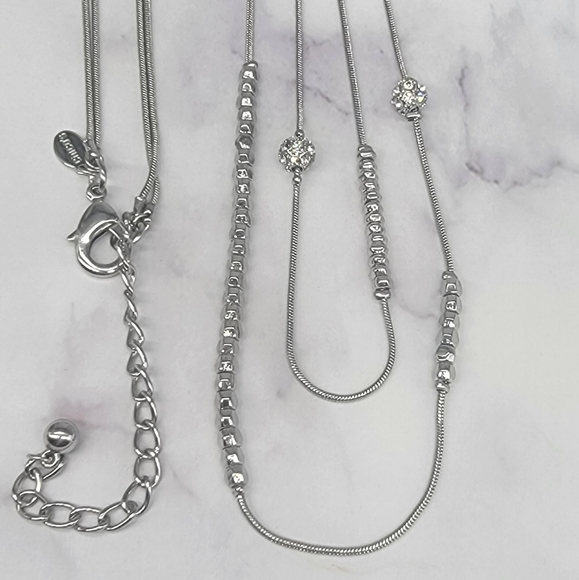 Chico's Double Strand Silver Tone Station Necklace - Picture 4 of 7